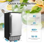 ICEPURE 15" Under Counter Ice Maker with Drain Pump, 85lbs/24H, Self-Cleaning, Smart Reminder, 24H Timer, ETL FCC, Built-in or Freestanding for Residential and Commercial, Stainless Steel
