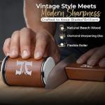 High Carbon Stainless Steel Rolling Knife Sharpener with 400, 1000 & 3000 Replacement Discs - Blunt Knife Sharpening Kit with 15 and 20 Degree Sharpening for Kitchen & Chef's Knives