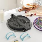 MOVALUXE® - Tortilla Press 10 inch Cast Iron Tortillas Maker. A Gift Set with a Warmer Pouch, 6 Taco Holders, Parchment Paper, Rubber mat and Recipe E-book. The Perfect Roti, chapati Dough Press