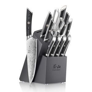 Cangshan KURO Series 12-Piece Knife Block Set, High Carbon X-7 Damascus Steel, 504340