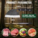 Mossy Oak Serbian Chef Knife, Meat Cleaver Knife with Genuine Leather Sheath, Hand Forged Heavy Duty Chopper Knife Full Tang Handle, Butcher Knife for Kitchen, Outdoor Cooking, Camping