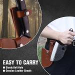 Mossy Oak Serbian Chef Knife, Meat Cleaver Knife with Genuine Leather Sheath, Hand Forged Heavy Duty Chopper Knife Full Tang Handle, Butcher Knife for Kitchen, Outdoor Cooking, Camping