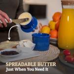 PriorityChef Butter Crock with Lid with Water Line, Ceramic French Butter Dish to Leave On Counter, Dark Blue