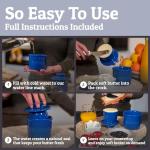 PriorityChef Butter Crock with Lid with Water Line, Ceramic French Butter Dish to Leave On Counter, Dark Blue