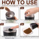 Electric Coffee Bean Grinder, Coffee Spice Grinder, 300W Nut Electric Grinders with 304 Stainless Steel Blades, One Touch Operation for Coffees Mill Home Use or Kitchen (Blue)