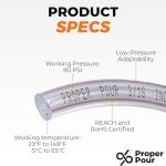 Proper Pour - Clear Vinyl Plastic Tubing - Food-Grade & Flexible PVC Tube for Beer Line, Kegerator Accessories, Wine, Aquarium & Water Hose, Fuel Line, Drip Irrigation & More, 3/16" ID 7/16" OD, 25 Ft