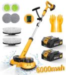 qimedo 6000mAh Battery Electric Mop M1, 800RPM Cordless Electric Power Scrubber & Mops for Floor Cleaning, Best Automatic Spin Mops with Smart Display,Rotating Mop with LED Light & Water Spray