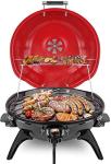 Electric BBQ Grill Techwood 15-Serving Indoor/Outdoor Electric Grill for Indoor & Outdoor Use, Double Layer Design, Portable Removable Stand Grill, 1600W (Countertop BBQ Grill)
