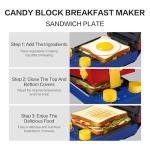 【Holiday Red】Candy 3-in-1 Waffle Maker, Grilled Sandwich Maker with Removable Plates, Bricks Design, Fun Gift for Kids, Panini Press for Breakfast, Snacks or Pancakes, Nonstick Iron Mini Toaster