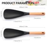 2 Pcs Wooden Handle Silicone Cooking Spoon Set for Nonstick Cookware Cooking, Baking, Stirring ，BPA-Free Heat-Resistant Spatula for Mixing, Flipping, Scraping