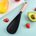 2 Pcs Wooden Handle Silicone Cooking Spoon Set for Nonstick Cookware Cooking, Baking, Stirring ，BPA-Free Heat-Resistant Spatula for Mixing, Flipping, Scraping
