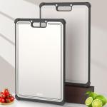 Premium 316 Stainless Steel Cutting Board for Kitchen– Double Sided,& BPA-Free Chopping Board with Food-Grade Steel &Eco-Friendly Wheat Straw PP,for Meat&Vegetables Healthy cutting boards non toxic