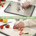 Premium 316 Stainless Steel Cutting Board for Kitchen– Double Sided,& BPA-Free Chopping Board with Food-Grade Steel &Eco-Friendly Wheat Straw PP,for Meat&Vegetables Healthy cutting boards non toxic