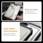 Premium 316 Stainless Steel Cutting Board for Kitchen– Double Sided,& BPA-Free Chopping Board with Food-Grade Steel &Eco-Friendly Wheat Straw PP,for Meat&Vegetables Healthy cutting boards non toxic