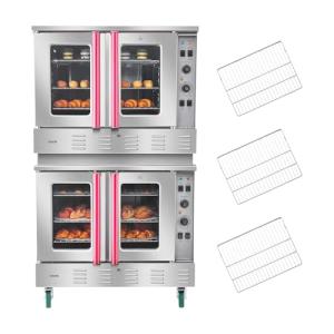 VEVOR Double Deck Gas Convection Oven, 14 cu.ft Full-Size Commercial Convection Oven, 40,000 BTU x 2 Powerful Burners, Natural Gas Commercial Ovens with Two Fan Modes, for Bakery, Restaurant & Kitchen