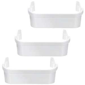 PartsBroz 240351601 Freezer Door Shelf Bin (3-Pack) for Frigidaire Freezer Door Shelf Replacement, Kenmore, Westinghouse Refrigerator Freezer White Bottom Lower Side Bins Shelves AP2115974 PS430027