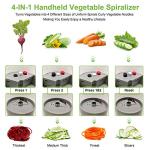 Voaesdk Handheld Spiralizer Vegetable Slicer,4 in 1 Heavy Duty Veggie Spiralizer Zucchini Spaghetti Maker,Vegatable Spiral Slicer for Salad,Carrot,Fruit,Cucumber,Zucchini,Onion Noodle Maker (Gray)