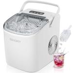 EUHOMY Countertop Ice Maker Machine with Handle, 26lbs Per Day, 9 Ice Cubes Ready in 6 Mins, Auto-Cleaning Portable Ice Maker with Basket and Scoop, for Home/Kitchen/Camping/RV (White)