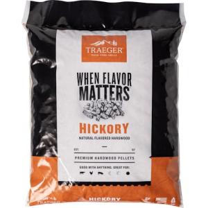 Traeger Grills Hickory 100% All-Natural Wood Pellets for Smokers and Pellet Grills, BBQ, Bake, Roast, 18 lb. Bag