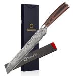 Sunnecko Bread Knife 8 Inch, High Carbon Stainless Steel Serrated Bread Knife for Homemade Bread, Wedding Cake Knife with Wooden Handle Serrated Kitchen Knife with Sheath