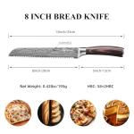 Sunnecko Bread Knife 8 Inch, High Carbon Stainless Steel Serrated Bread Knife for Homemade Bread, Wedding Cake Knife with Wooden Handle Serrated Kitchen Knife with Sheath