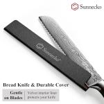 Sunnecko Bread Knife 8 Inch, High Carbon Stainless Steel Serrated Bread Knife for Homemade Bread, Wedding Cake Knife with Wooden Handle Serrated Kitchen Knife with Sheath