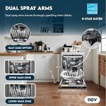 Equator 24" Built in Tall Tub Dishwasher 15 Place 3rd Rack 8 Wash 1400 RPM Turbo Dry 110V E-Star in Silver