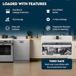 Equator 24" Built in Tall Tub Dishwasher 15 Place 3rd Rack 8 Wash 1400 RPM Turbo Dry 110V E-Star in Silver