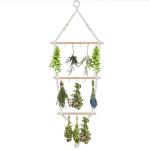 3 Tier Herb Drying Rack Hanging - Handcrafted Boho Flower Drying Racks - Saving Space Holds 14 Bouquets - Herb Dryer Hanging Rack for Spices Weed Flowers - Gift for Crafters