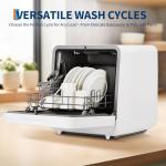 Compact Portable Countertop Dishwasher with 6 Wash Programs Including Rapid 10-Minute & Glass Mode, 5.3L Water Tank, Hot Air Dry up to 162℉, 24H Delay Start, Touch Control, Fits 2 Place Settings