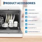 Compact Portable Countertop Dishwasher with 6 Wash Programs Including Rapid 10-Minute & Glass Mode, 5.3L Water Tank, Hot Air Dry up to 162℉, 24H Delay Start, Touch Control, Fits 2 Place Settings