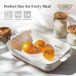 DOWAN Ceramic Casserole Dish for Oven, 9x13 Deep Lasagna Pan, Large Baking Dish with Handles, 4.3 Quarts Durable and Oven Safe Pan, for Roasting and Baking, Alabaster White