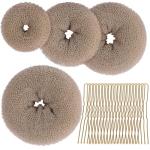 Teenitor Hair Bun Shaper Set, 4Pcs Hair Donut Bun Maker(Extra-large, Large, Medium, Small) with 20 pcs Large Bobby Pins, Tan Brown