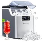 ecozy Ice Cube Maker Countertop, 45 lbs Per Day Ice Machine, 24 Cubes Ready in 13 Mins, Self-Cleaning Function, Perfect for Home Kitchen Bar Party Office, Stainless Steel