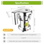 Juicer Machine, Commercial Juice Extractor, Heavy Duty Centrifugal Juicer Machine Electric Stainless Steel Whole Vegetable & Fruit Juice Maker Squeezer, 110V 370W Juice & Residue Separated Low Noise