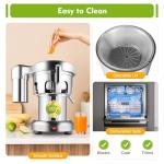 Juicer Machine, Commercial Juice Extractor, Heavy Duty Centrifugal Juicer Machine Electric Stainless Steel Whole Vegetable & Fruit Juice Maker Squeezer, 110V 370W Juice & Residue Separated Low Noise