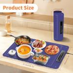 Warming Mat for Food, Electric Warm Tray, Full Surface Heating Food Warmer, 4 Temperature Levels, 5 Hours Auto Shut-Off Function, for defrosting, Buffets, Parties, Holidays and Everyday Use, Blue