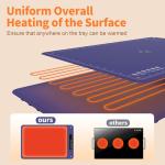 Warming Mat for Food, Electric Warm Tray, Full Surface Heating Food Warmer, 4 Temperature Levels, 5 Hours Auto Shut-Off Function, for defrosting, Buffets, Parties, Holidays and Everyday Use, Blue