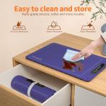 Warming Mat for Food, Electric Warm Tray, Full Surface Heating Food Warmer, 4 Temperature Levels, 5 Hours Auto Shut-Off Function, for defrosting, Buffets, Parties, Holidays and Everyday Use, Blue