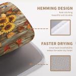 Fall Pumpkin Dish Drying Mat Autumn Maple Leaves Thanksgiving Large Kitchen Mats Dish Drying Pad Absorbent Dish Dryer Mat for Kitchen Countertops Microfiber Drainer Pad Dish Drying Mats (18x24 in)