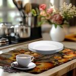Fall Pumpkin Dish Drying Mat Autumn Maple Leaves Thanksgiving Large Kitchen Mats Dish Drying Pad Absorbent Dish Dryer Mat for Kitchen Countertops Microfiber Drainer Pad Dish Drying Mats (18x24 in)