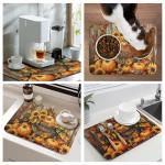 Fall Pumpkin Dish Drying Mat Autumn Maple Leaves Thanksgiving Large Kitchen Mats Dish Drying Pad Absorbent Dish Dryer Mat for Kitchen Countertops Microfiber Drainer Pad Dish Drying Mats (18x24 in)