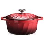 Enameled Cast Iron Dutch Oven with Lid, 6 QT Dutch Oven Pot for Bread Baking, Heavy Duty Cast Iron Pot for Braising, Cook, Bake, Oven Safe across All Cooktops (Red,6 QT)