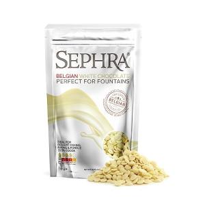 Sephra Belgian WHITE Fondue Chocolate - Fountain Ready Imported Belgian Chocolate for Melting - Organic Baking Chocolate - White Couverture Chocolate HALAL, Vegan & Gluten Free, 2lbs