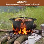 WOKINS,2-in-1 Pre-Seasoned Cast Iron Dutch Oven Pot with Skillet Lid Cooking Pan,Cast Iron Skillet Cookware Pan Set with Dual Handles Indoor Outdoor for Bread baking, Frying, Camping, BBQ,5QT.
