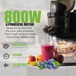 Cold Press Juicer, 5.5" Wide Feed Chute Juice Extractor Machine,High Juice Yield,Slow Masticating Juicer fit Whole Vegetables & Fruits Easy Clean for Batch Juicing BPA Free 800w motor