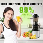 Cold Press Juicer, 5.5" Wide Feed Chute Juice Extractor Machine,High Juice Yield,Slow Masticating Juicer fit Whole Vegetables & Fruits Easy Clean for Batch Juicing BPA Free 800w motor