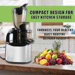 Cold Press Juicer, 5.5" Wide Feed Chute Juice Extractor Machine,High Juice Yield,Slow Masticating Juicer fit Whole Vegetables & Fruits Easy Clean for Batch Juicing BPA Free 800w motor