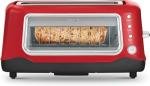 DASH Clear View Toaster - Compact Design with 7 Browning Levels & Clear-View Window, Extra-Wide Slot Large Toaster, 1-Touch Defrost, Reheat & Bagel Functions - Easy Clean Up Crumb Tray (Red)
