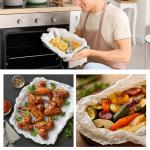 Humyoun 15 Pcs Cooking Papers 24" x 24" Vegetable Cooking Parchment Non-stick, Reusable Parchment Sheets with Silicone for Steaming, Boiling, Baking